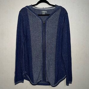Natural Reflections full Zip up sweater With Hood Size Large Blue Cozy Soft Warm